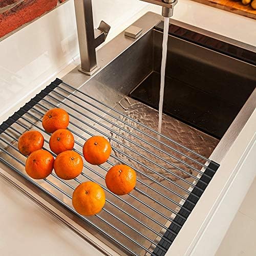 kitchen organization ideas for small spaces to keep your space clean and decluttered. Roll up dish drying rack over the sink