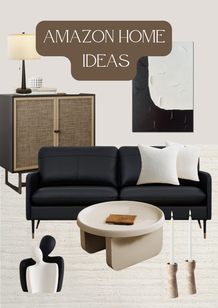 Modern living room with dark accents. Amazon ideas